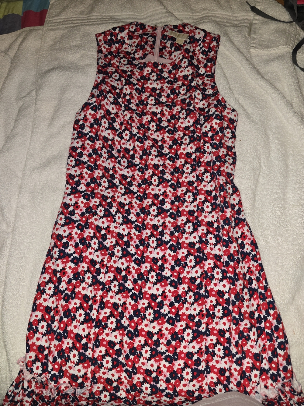 Michael Kors Red, Navy & Pink Floral Sleeveless Dress